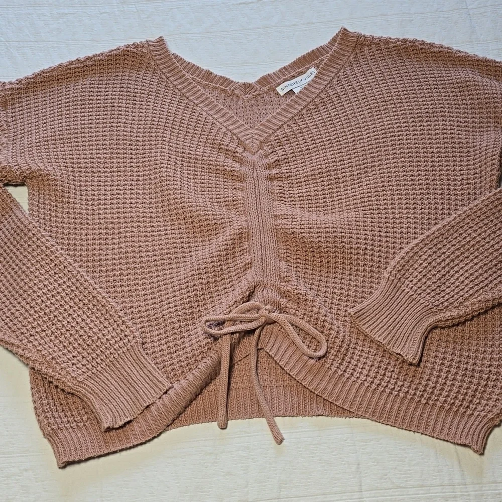 Sincerely Jules Cropped Ruched Front Sweater - Picture 2 of 12
